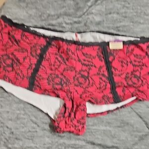 Cacique Red and Black Floral Lace Panties